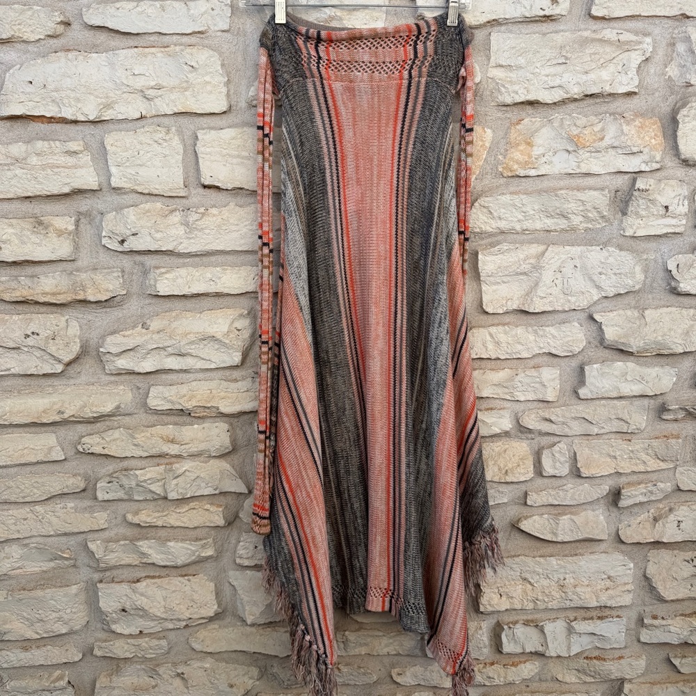 Sweet Sinammon Asymmetrical Striped Skirt Tie Sweater Blanket Southwestern